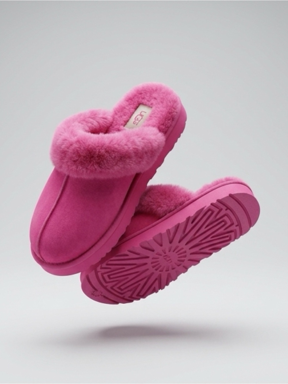 UGG Pink Plush Slide Slippers